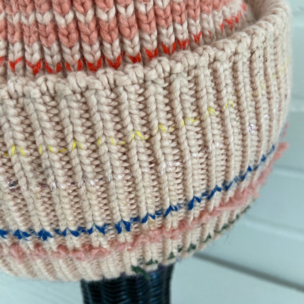 new with tags pinkish anthropologie knit ski winter hat with translucent sequins - Picture 4 of 8